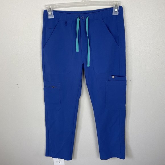 Figs Cairo Cargo Scrub Pants Mens Size XS/S Blue Elastic Waist Pockets
